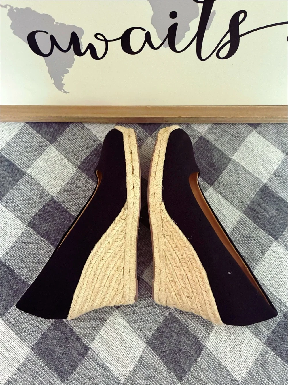 J. Crew “Seville” Espadrille Wedge in Black Canvas